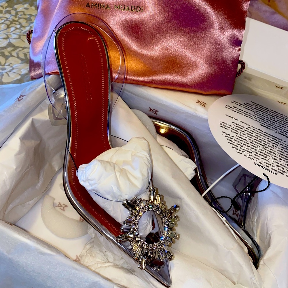 Amina muaddi clear sling back